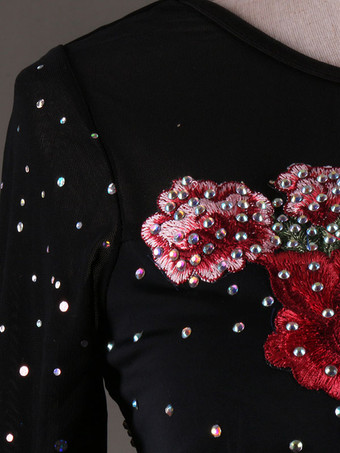 インターナショナルダンス衣装　ブラック　カラーブロック　女性用　社交ダンサー　大人用　パフォーマンス　ドレス　