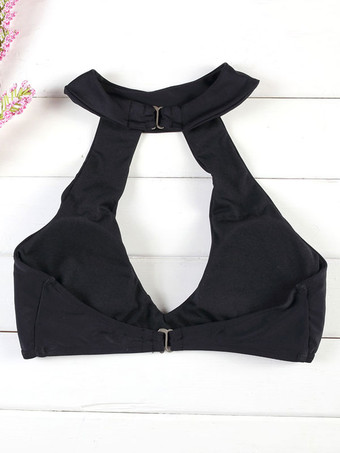 セパレーツ　ブラック　女性用　２点セット　ポリエステル　砂浜　カジュアル　開襟　無地　ローライズ　ラウンドネック　