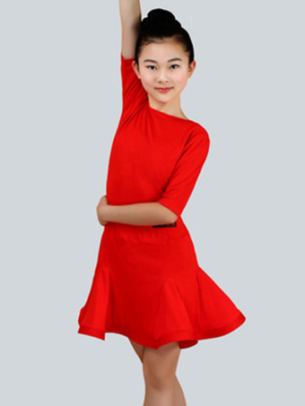 レッドラテンダンスコスチューム　キッズ　ミントグリーン　ハーフスリーブ　社交ダンス