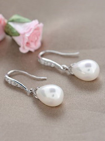 Boucles d'oreilles Goujon fête de mariage métallique blanc Cubic Zirconia