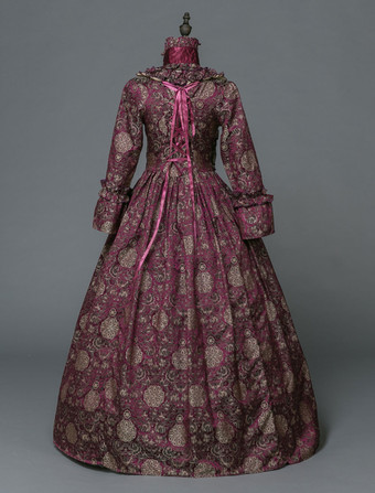 中世 ドレス 女性用 プリンセス 貴族ドレス ワインレッド 長袖 バロック風 ページェント レトロ ヨーロッパ 宮廷風 中世 ドレス・貴族ドレス バーガンディ