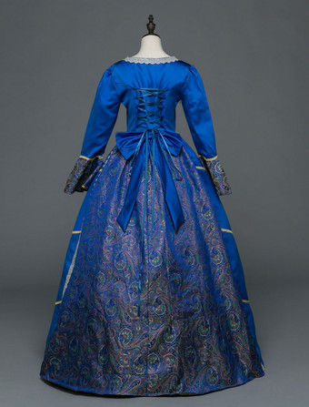 中世 ドレス 女性用 プリンセス 貴族ドレス ブルー 長袖 バロック風 マルディグラ レトロ ヨーロッパ 宮廷風 中世 ドレス・貴族ドレス