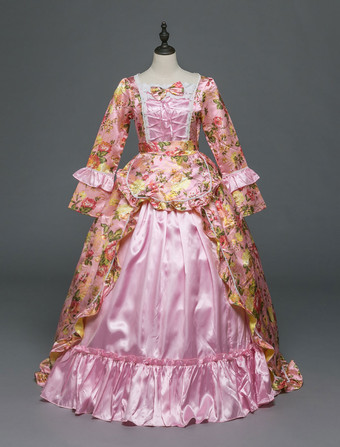 中世 ドレス 女性用 プリンセス 貴族ドレス ピンク 長袖 ロココ調 ページェント レトロ ヨーロッパ 宮廷風 中世 ドレス・貴族ドレス