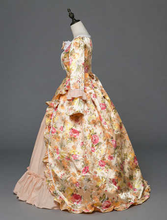 中世 ドレス 女性用 プリンセス 貴族ドレス ベージュ 長袖 ロココ調 ページェント レトロ ヨーロッパ 宮廷風 中世 ドレス・貴族ドレス