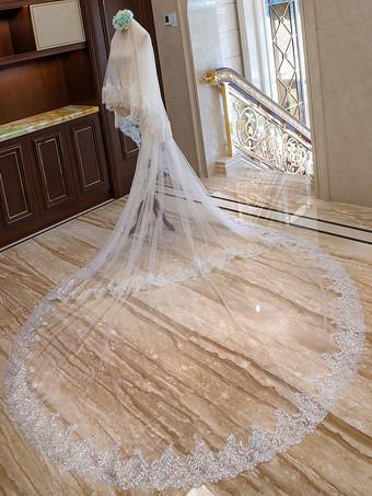 Tulle Wedding Veil Ivory One Tier Bridal Veils - Milanoo.com