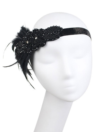 チャールストンワンピース小物　2025　フラッパーワンピースヘッドバンド　1920年代　グレート・ギャツビー　フェザー　シャンパン色　ヴィンテージ　コスチュームアクセサリーハロウィン