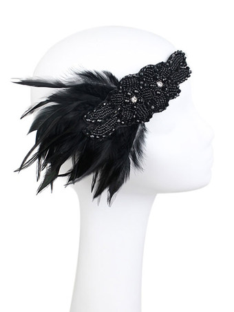 チャールストンワンピース小物　2025　フラッパーワンピースヘッドバンド　1920年代　グレート・ギャツビー　フェザー　シャンパン色　ヴィンテージ　コスチュームアクセサリーハロウィン