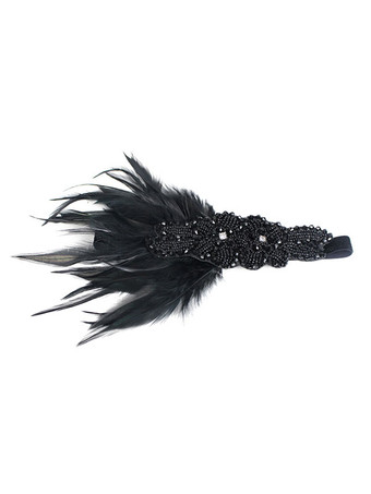 チャールストンワンピース小物　2025　フラッパーワンピースヘッドバンド　1920年代　グレート・ギャツビー　フェザー　シャンパン色　ヴィンテージ　コスチュームアクセサリーハロウィン