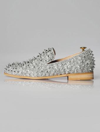 Silver on sale spike loafers