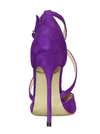 ハイヒール ポインテッドトゥ パンプス マイクロスエード パープル 10cm クリスクロス ピンヒール シューズ 無地 セクシーシューズ 結婚式 二次会 通勤用 仕事 キャバ 卒園式 卒園式 レディース靴