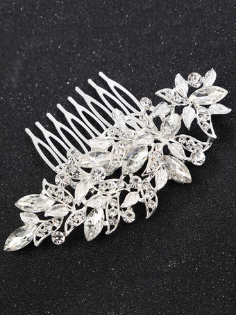 結婚式の銀の櫛のラインストーンのヘッドピースビーズの花嫁の髪のアクセサリー