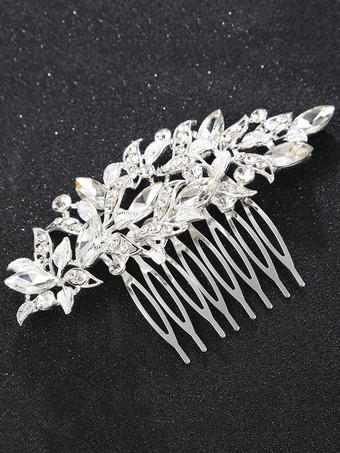結婚式の銀の櫛のラインストーンのヘッドピースビーズの花嫁の髪のアクセサリー