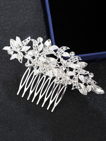 結婚式の銀の櫛のラインストーンのヘッドピースビーズの花嫁の髪のアクセサリー
