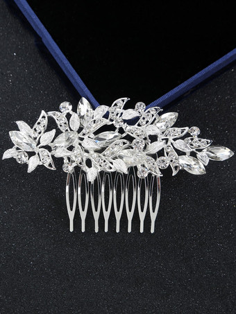 結婚式の銀の櫛のラインストーンのヘッドピースビーズの花嫁の髪のアクセサリー