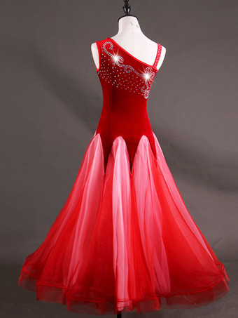 ボールルームのダンスのコスチュームドレスパープルの女性の長袖のオーガンザビーズプラクティスダンスのコスチューム