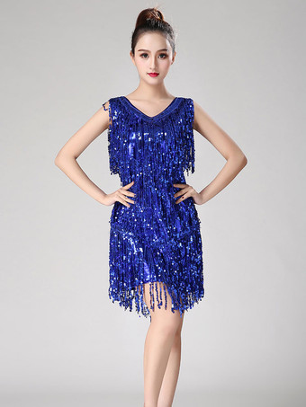 ロイヤルブルーラテンダンス衣装 グリーン ダンス 衣装 コスチューム 社交ダンス 女性用 パフォーマンス コスチューム ラテンダンサー 無地 ライクラ・スパンデックス 大人用