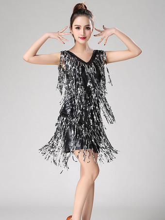 ブラック ラテンダンス衣装 グリーン ダンス 衣装 コスチューム 社交ダンス 女性用 パフォーマンス コスチューム ラテンダンサー 無地 ライクラ・スパンデックス 大人用