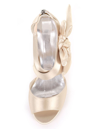 サテンウェディングシューズインクブルーオープントウバウブライドメイドシューズハイヒールサンダル