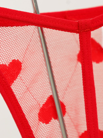 セクシーな下着　赤　ハート　ナイロン　Tバック　2025