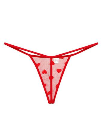 Sexy Red Thong Heart Nylon T Back - Milanoo.com