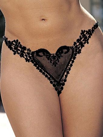 Black Lace Panties Bows Sexy Thong For Women - Milanoo.com
