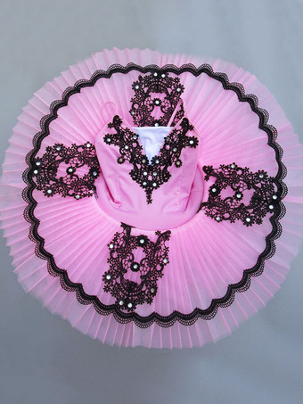 ピンクバレエ レオタード バレエ衣装 ホワイト ライクラ・スパンデックス パフォーマンス バレリーナ カラーブロック ダンス衣装　コスチューム