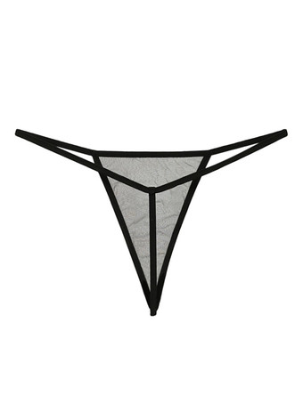 セクシーな黒の皮ひもナイロンシアーTバック女性のための