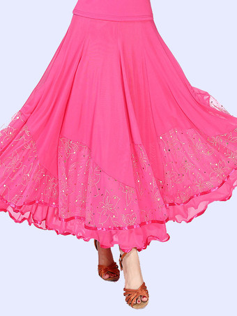 ローズレッドボールルームダンスコスチュームスカートロイヤルブルー女性花トレーニングダンスボトムズ