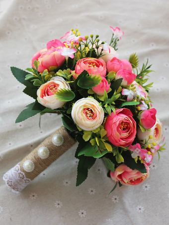 赤い結婚式の花束の花真珠ビーズの手の結婚式の花嫁の花