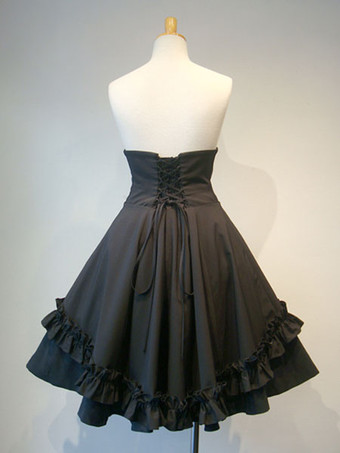 ゴスロリ 軍服 スカート ショート ゴシックロリータSK フリル ボタン 制服コスプレ プリーツ レースアップ アイドル衣装 ブラック ロリータスカート ミリロリ