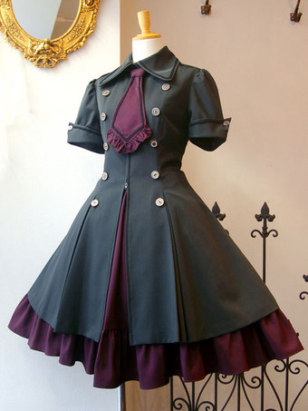 ゴスロリ 軍服ワンピース クラシカル フリル リボン ボタン レースアップ アイドル衣装 ロリータワンピース メイファス ジャケットワンピース 赤ワイン