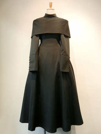 ゴスロリ軍服ワンピース ゴシックロリータ 軍服OPドレス ロングワンピース ボタン 制服コスプレ プリーツ アイドル衣装 ブラック ロリータワンピース ミリロリ