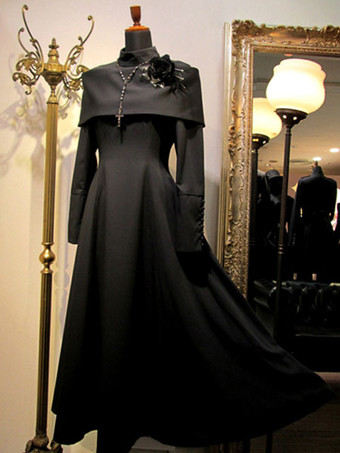 ゴスロリ軍服ワンピース ゴシックロリータ 軍服OPドレス ロングワンピース ボタン 制服コスプレ プリーツ アイドル衣装 ブラック ロリータワンピース ミリロリ