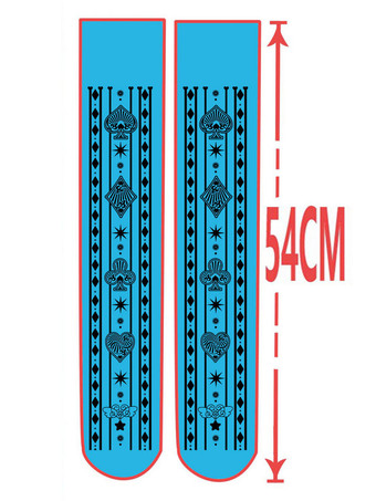 ホワイトロリータソックスポーカープリントコットンロリータニーハイソックス