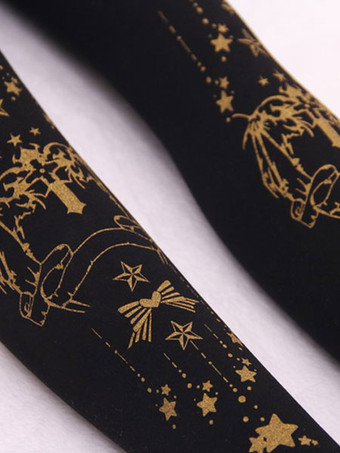 ブラックロリータタイツハロウィーンデーモンクロス金メッキベルベットロリータストッキング