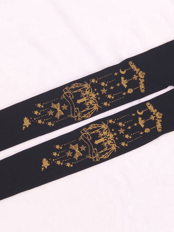 ブラックロリータタイツハロウィーンデーモンクロス金メッキベルベットロリータストッキング