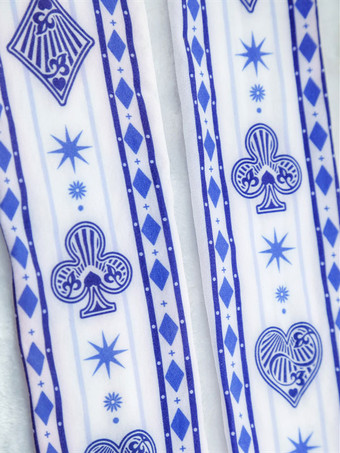 ホワイトロリータソックスポーカープリントコットンロリータニーハイソックス