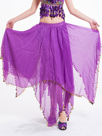 パープル ダンス 衣装 レッド ベリーダンス衣装 大人用 社交ダンス衣装 スカート 女性用 無地 シフォン