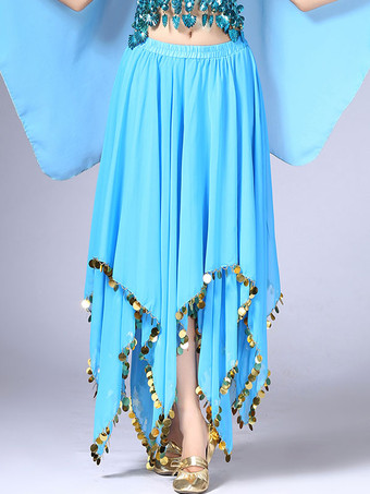 レイクブルー ダンス 衣装 レッド ベリーダンス衣装 大人用 社交ダンス衣装 スカート 女性用 無地 シフォン