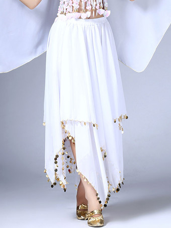 ホワイト ダンス 衣装 レッド ベリーダンス衣装 大人用 社交ダンス衣装 スカート 女性用 無地 シフォン