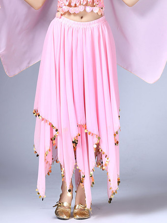 ピンク ダンス 衣装 レッド ベリーダンス衣装 大人用 社交ダンス衣装 スカート 女性用 無地 シフォン