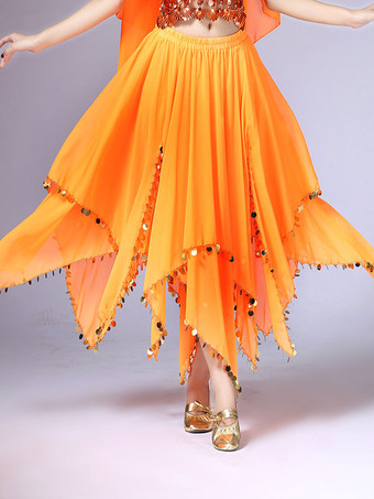 オレンジ ダンス 衣装 レッド ベリーダンス衣装 大人用 社交ダンス衣装 スカート 女性用 無地 シフォン