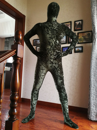 ダークグリーンカモフラージ全身タイツ ハロウィン 全身タイツ　ベロアジャンプスーツ　ハロウィン　ニンジャ　舞台　演劇　仮装　変装　パーティー衣装　イベント　宴会　コスチューム