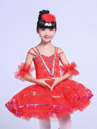 レッド バレエ レオタード イエロー バレエ衣装 バレリーナ 若い女性用 ライクラ・スパンデックス パフォーマンス 無地 ダンス衣装　コスチューム