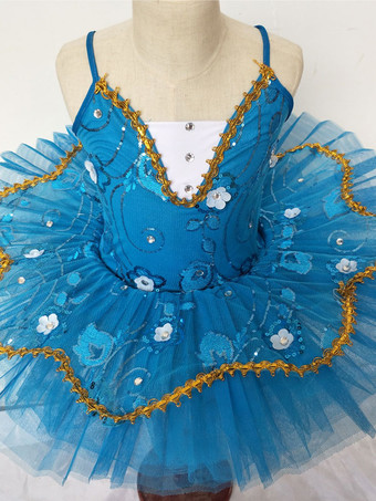 ゴールド バレエ レオタード ブルー バレエ衣装 バレリーナ 若い女性用 ライクラ・スパンデックス パフォーマンス カラーブロック ダンス衣装　コスチューム