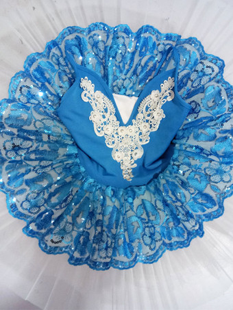 バレエ レオタード ブルー バレエ衣装 バレリーナ 若い女性用 ライクラ・スパンデックス パフォーマンス カラーブロック ダンス衣装　コスチューム