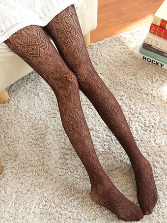 ブラウン スウィートロリータパンティストッキングジャカードカットナイロンロリータタイツ