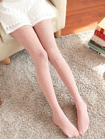 ソフトピンクスウィートロリータパンティストッキングジャカードカットナイロンロリータタイツ