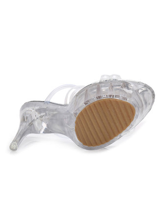 透明なセクシーな靴の女性オープントゥ・スティレット・ヒール・スライド・サンダルハイヒール・サンダル・スリッパ