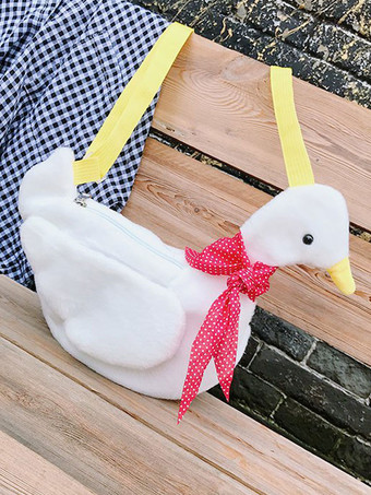 レッド スウィートロリータバッグダックデザインカラーブロックコーデュロイロリータショルダーバッグ